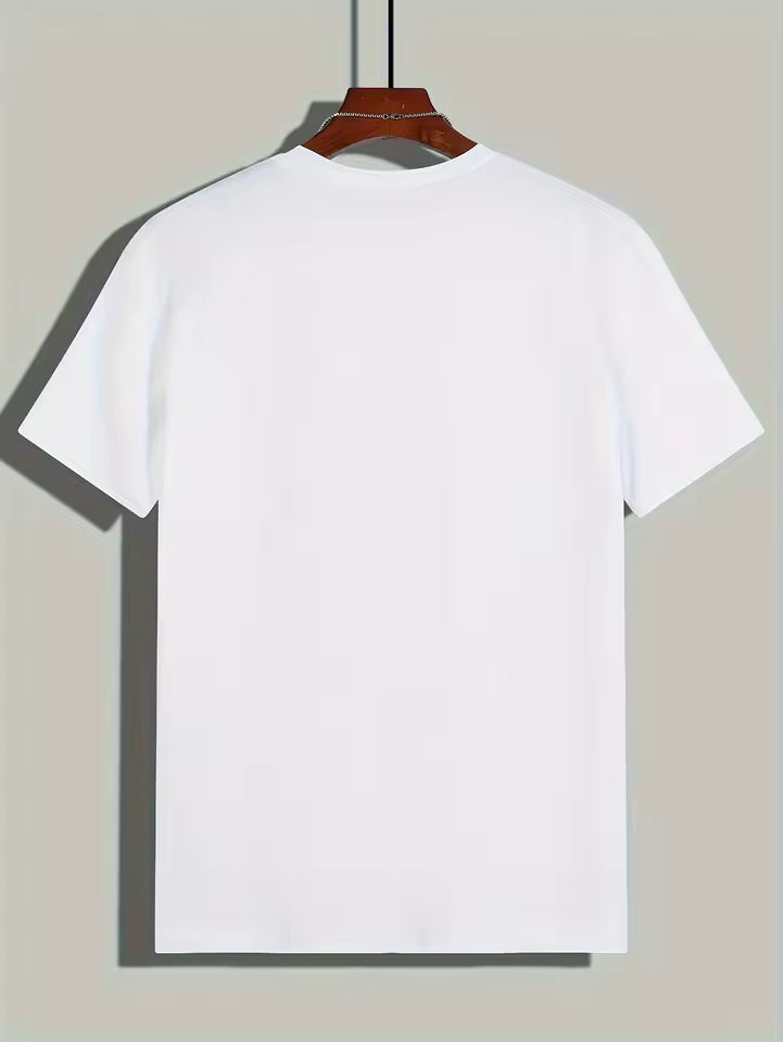 Men's 100% cotton summer loose size Creative Graphic printed slim fit casual sports round neck short sleeved T-shirt top