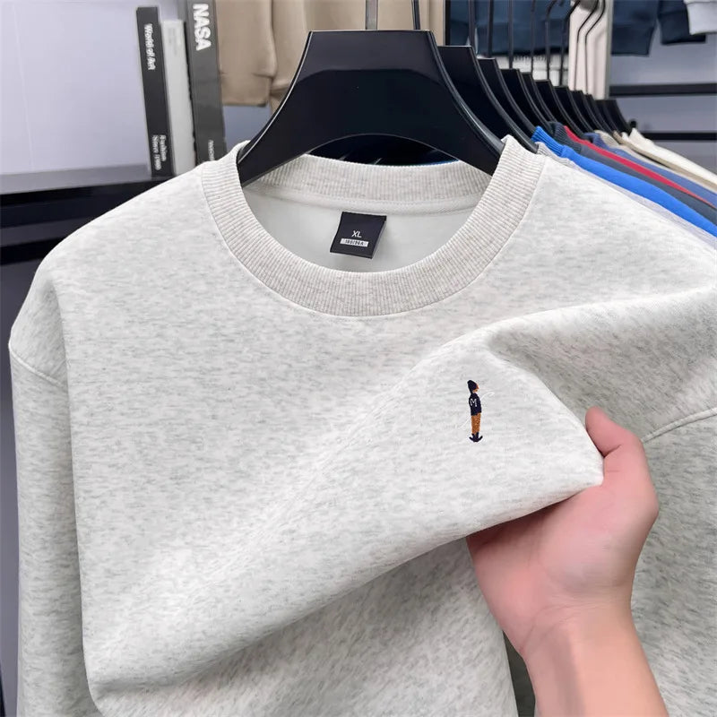 Men's Designer Original Fleece-Lined Thick Crewneck Sweatshirt Warm Soft Casual Sport Pullover Autumn Winter Daily Mens Clothing