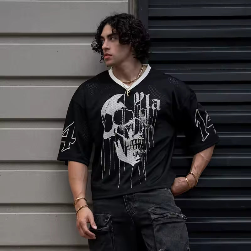 YA Trendy Brand New Summer Fashion Super Large Men's Sports T-shirt, Quick Dry, Breathable