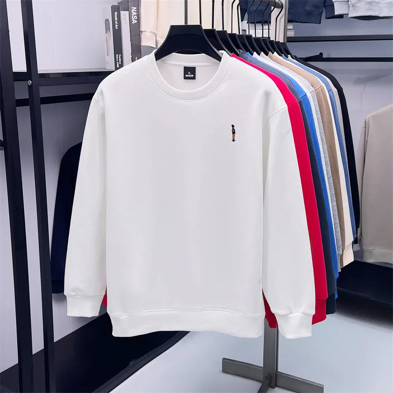 Men's Designer Original Fleece-Lined Thick Crewneck Sweatshirt Warm Soft Casual Sport Pullover Autumn Winter Daily Mens Clothing