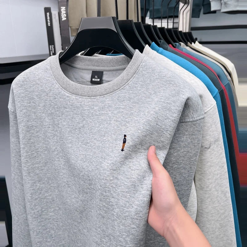 Men's Designer Original Fleece-Lined Thick Crewneck Sweatshirt Warm Soft Casual Sport Pullover Autumn Winter Daily Mens Clothing