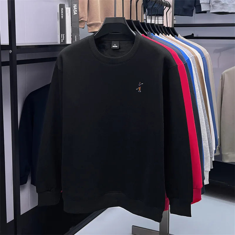 Men's Designer Original Fleece-Lined Thick Crewneck Sweatshirt Warm Soft Casual Sport Pullover Autumn Winter Daily Mens Clothing