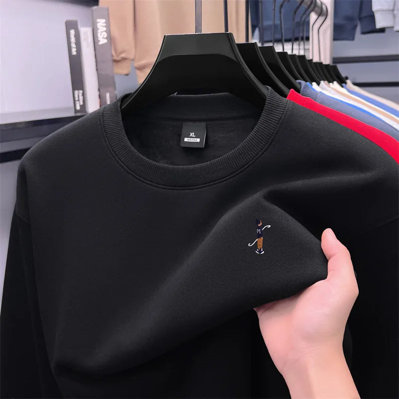 Men's Designer Original Fleece-Lined Thick Crewneck Sweatshirt Warm Soft Casual Sport Pullover Autumn Winter Daily Mens Clothing