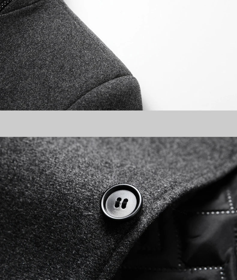 BROWON Brand Winter Coat Men Chinese Style Stand Collar Solid Coats for Men 2025 Autumn and Winter Business Casual Woolen Jacket