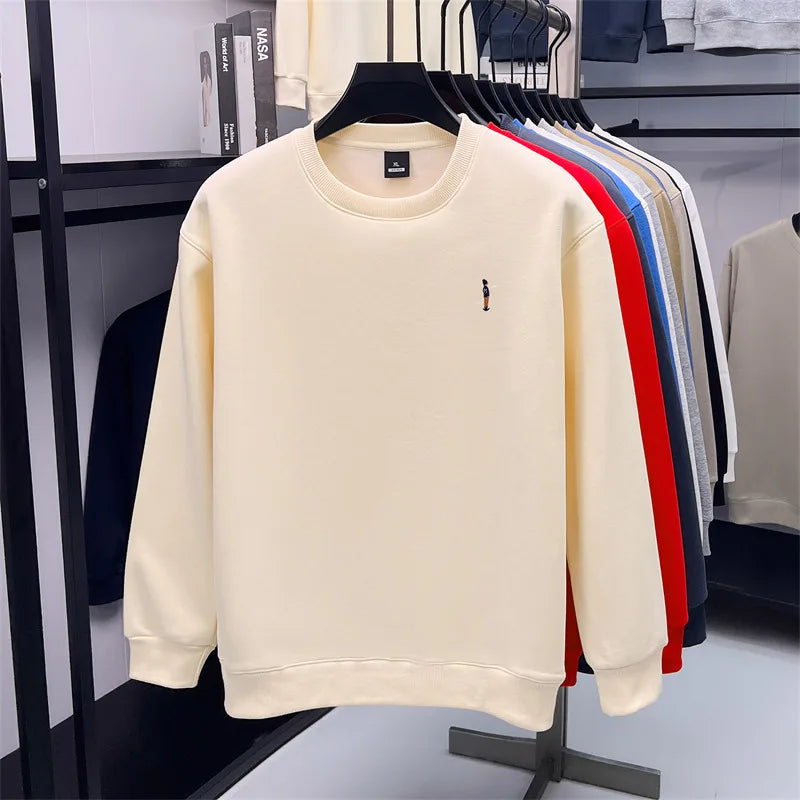 Men's Designer Original Fleece-Lined Thick Crewneck Sweatshirt Warm Soft Casual Sport Pullover Autumn Winter Daily Mens Clothing