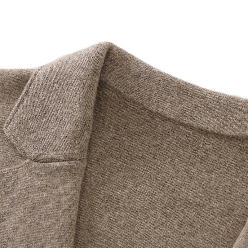 Cashmere Jacket Sweater Men's 2024 Autumn Winter 100% Merino Wool Men's Suit Collar Knit Cardigan Thickened Business Casual Coat