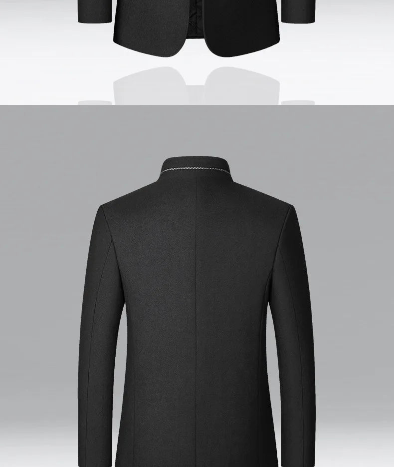 BROWON Brand Winter Coat Men Chinese Style Stand Collar Solid Coats for Men 2025 Autumn and Winter Business Casual Woolen Jacket