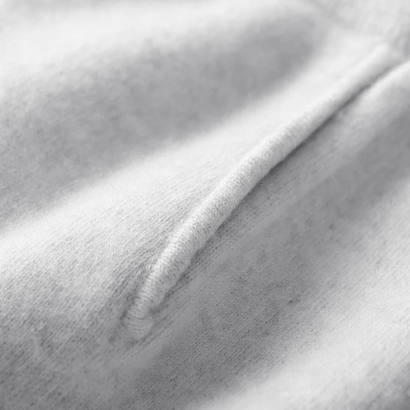 ADDONEE Men's 100% Wool Hoodie Cardigan Straights Leg Pants Set Autumn Winter Thick Cashmere Knitwear Sweater Trousers Suit