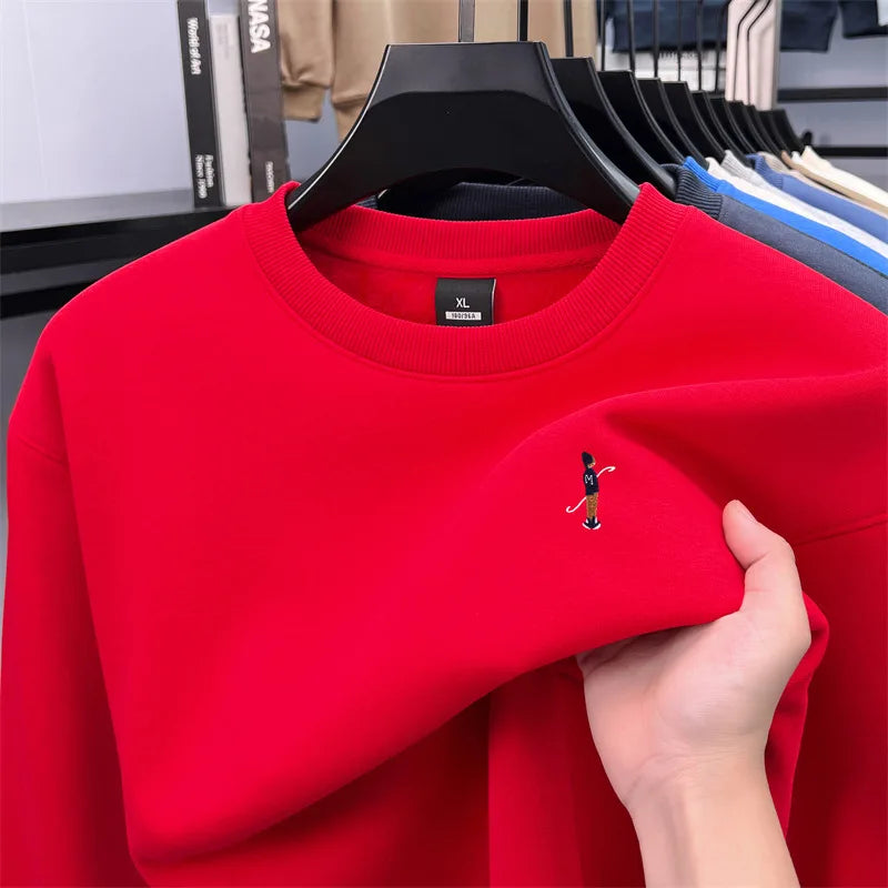 Men's Designer Original Fleece-Lined Thick Crewneck Sweatshirt Warm Soft Casual Sport Pullover Autumn Winter Daily Mens Clothing