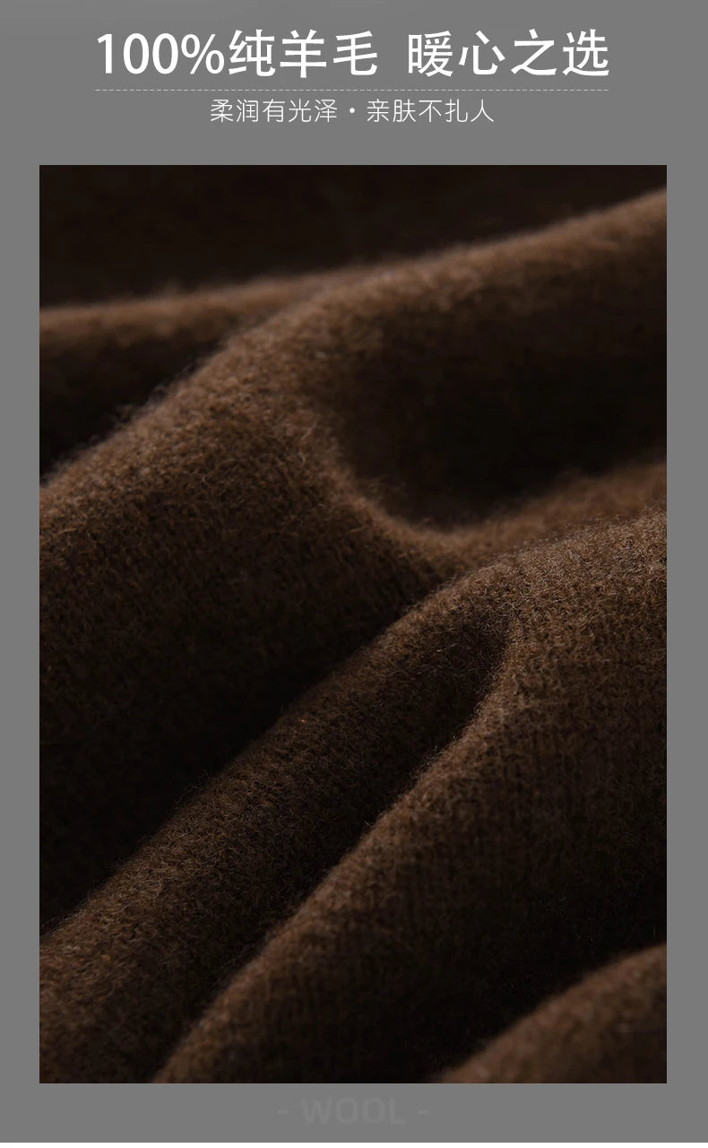 Cashmere Jacket Sweater Men's 2024 Autumn Winter 100% Merino Wool Men's Suit Collar Knit Cardigan Thickened Business Casual Coat