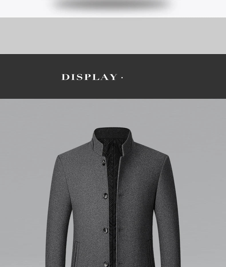 BROWON Brand Winter Coat Men Chinese Style Stand Collar Solid Coats for Men 2025 Autumn and Winter Business Casual Woolen Jacket