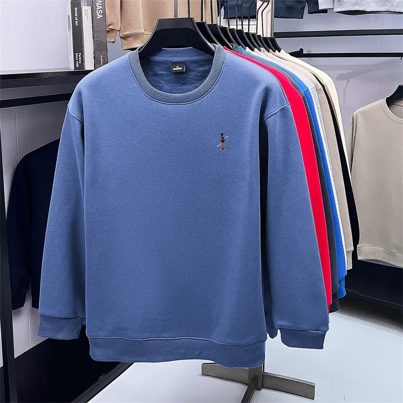 Men's Designer Original Fleece-Lined Thick Crewneck Sweatshirt Warm Soft Casual Sport Pullover Autumn Winter Daily Mens Clothing