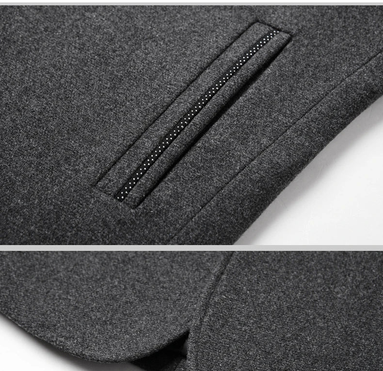 BROWON Brand Winter Coat Men Chinese Style Stand Collar Solid Coats for Men 2025 Autumn and Winter Business Casual Woolen Jacket