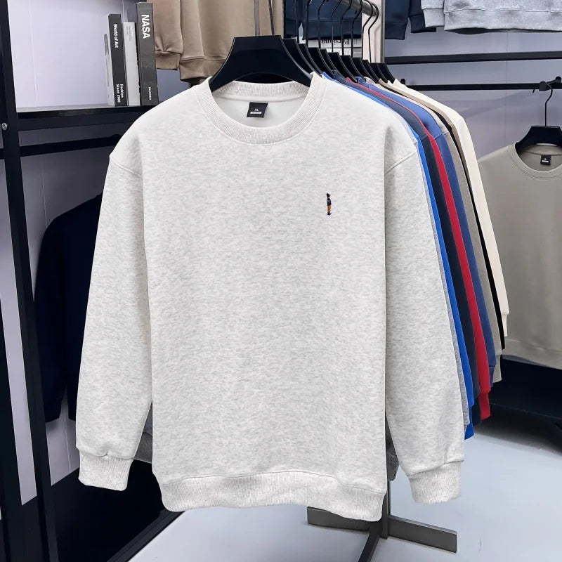 Men's Designer Original Fleece-Lined Thick Crewneck Sweatshirt Warm Soft Casual Sport Pullover Autumn Winter Daily Mens Clothing