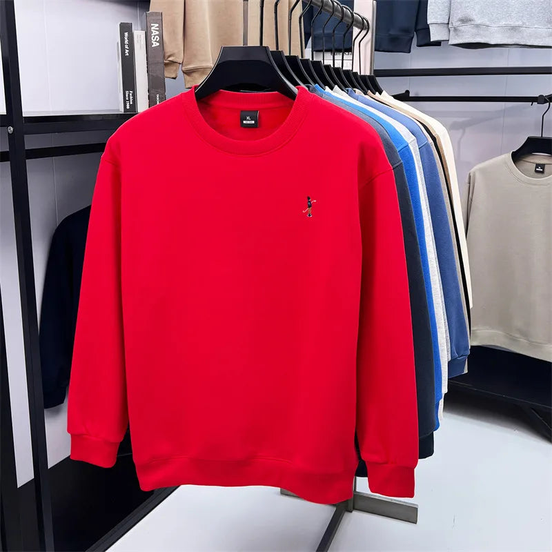 Men's Designer Original Fleece-Lined Thick Crewneck Sweatshirt Warm Soft Casual Sport Pullover Autumn Winter Daily Mens Clothing
