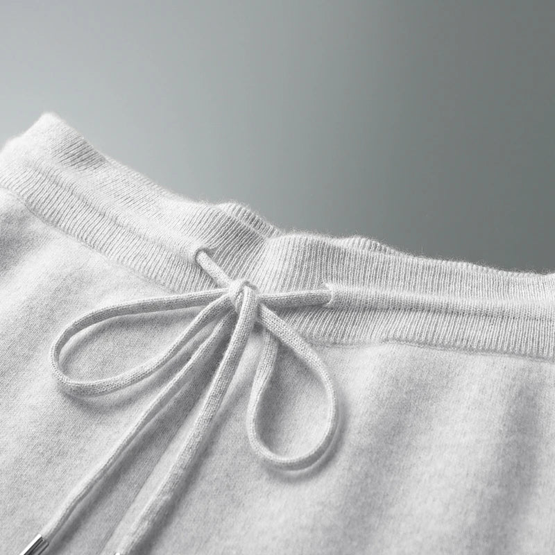 ADDONEE Men's 100% Wool Hoodie Cardigan Straights Leg Pants Set Autumn Winter Thick Cashmere Knitwear Sweater Trousers Suit