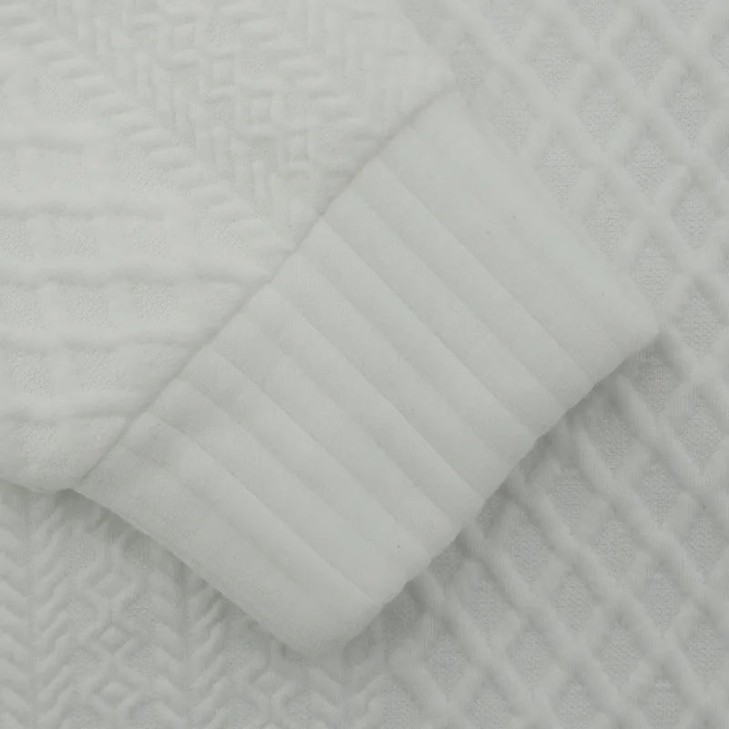 Men's European Size Jacquard Stand-Collar Long-Sleeve Hoodie - Outdoor Casual Knitwear