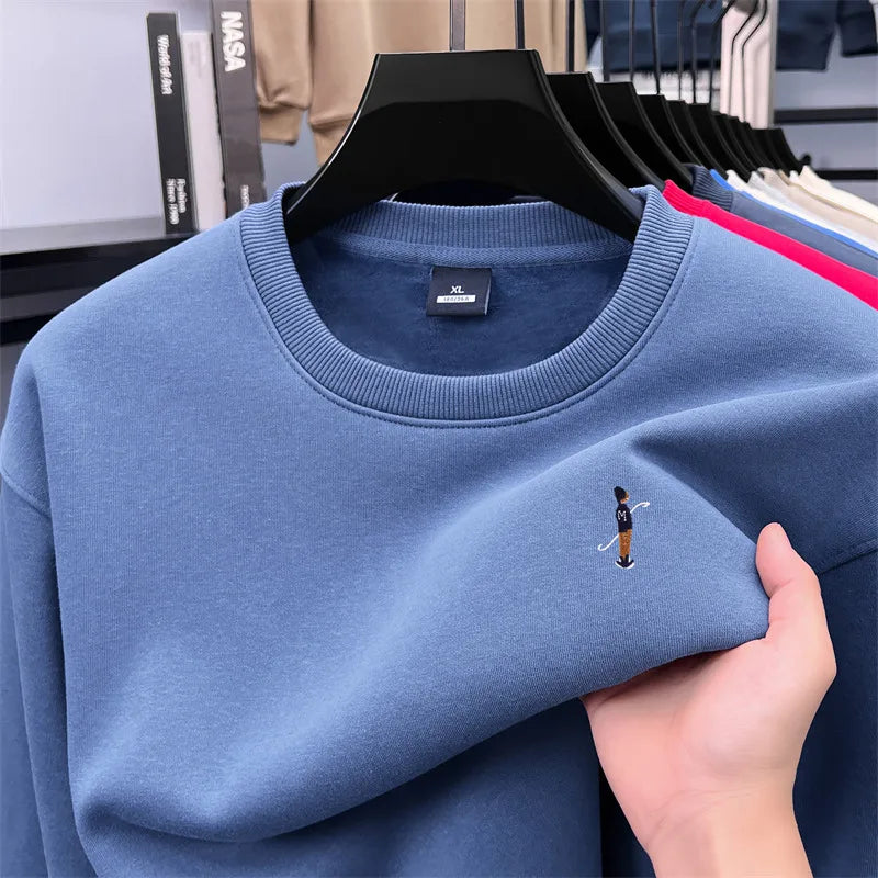 Men's Designer Original Fleece-Lined Thick Crewneck Sweatshirt Warm Soft Casual Sport Pullover Autumn Winter Daily Mens Clothing