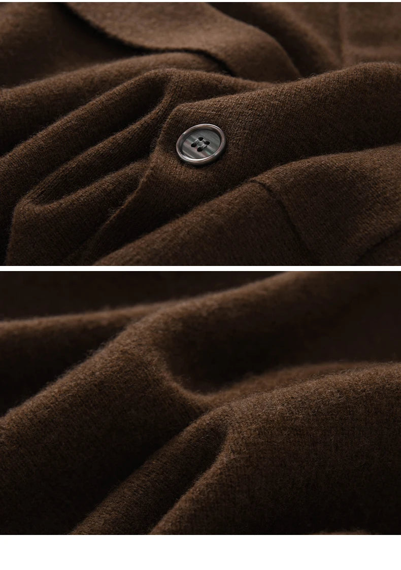 Cashmere Jacket Sweater Men's 2024 Autumn Winter 100% Merino Wool Men's Suit Collar Knit Cardigan Thickened Business Casual Coat