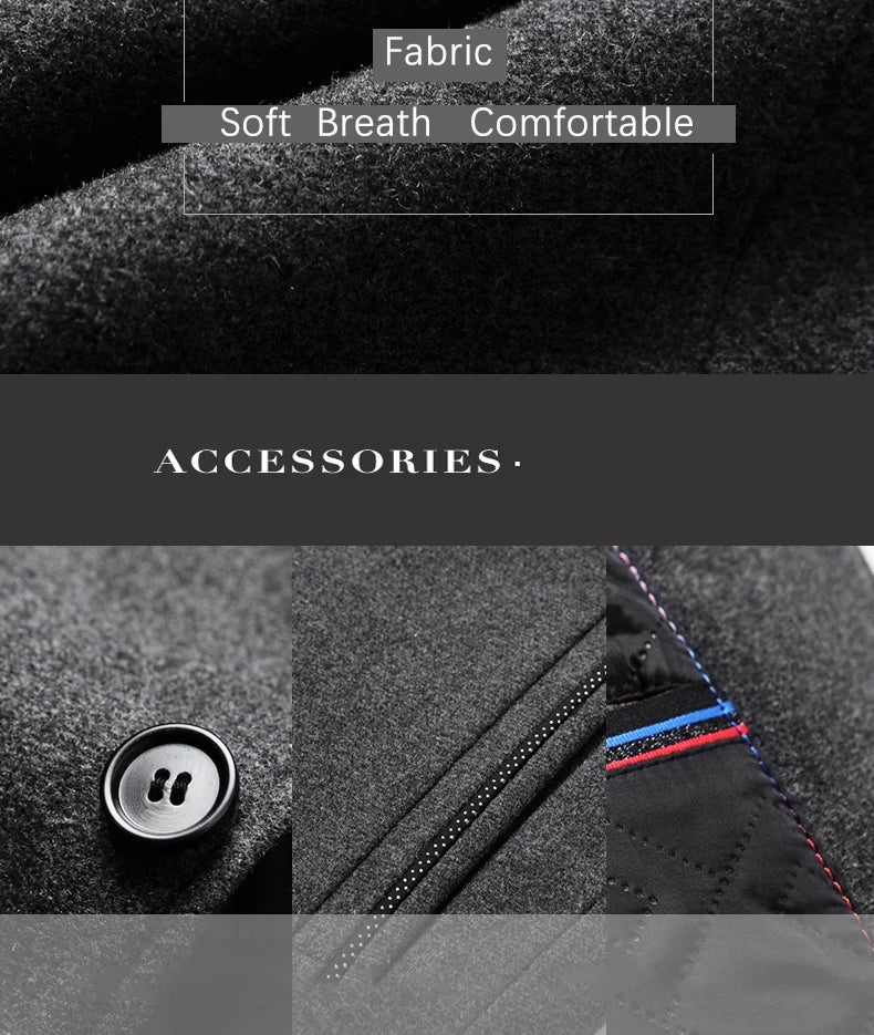 BROWON Brand Winter Coat Men Chinese Style Stand Collar Solid Coats for Men 2025 Autumn and Winter Business Casual Woolen Jacket