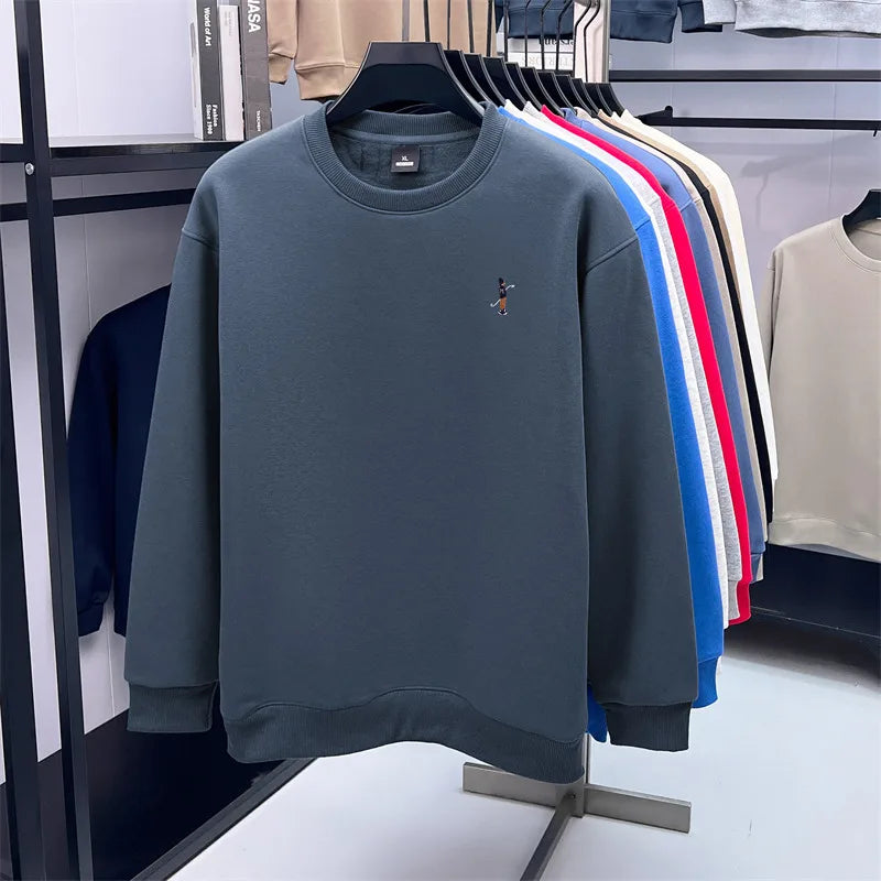 Men's Designer Original Fleece-Lined Thick Crewneck Sweatshirt Warm Soft Casual Sport Pullover Autumn Winter Daily Mens Clothing