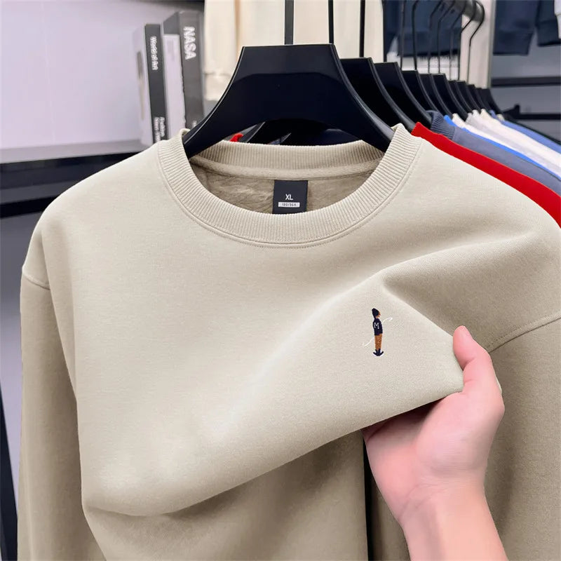 Men's Designer Original Fleece-Lined Thick Crewneck Sweatshirt Warm Soft Casual Sport Pullover Autumn Winter Daily Mens Clothing