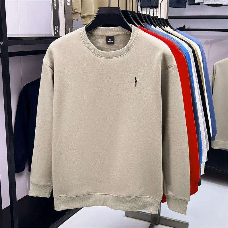 Men's Designer Original Fleece-Lined Thick Crewneck Sweatshirt Warm Soft Casual Sport Pullover Autumn Winter Daily Mens Clothing