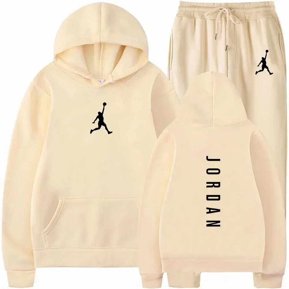 Men's 2025 high-quality sportswear sweatshirt + sweatpants, fashionable sportswear sweatshirt set for spring and autumn
