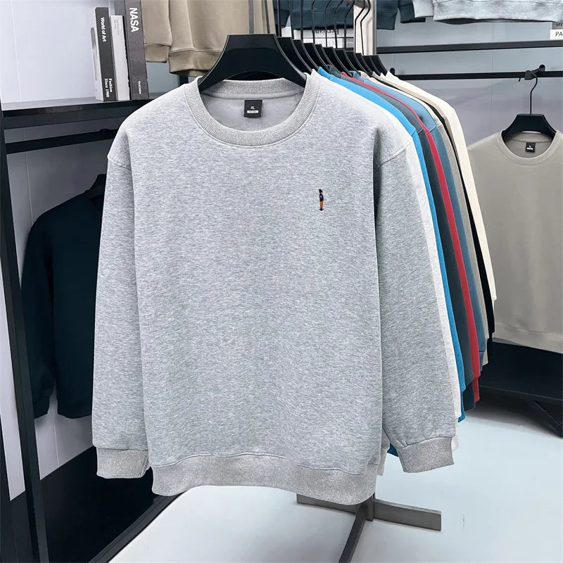 Men's Designer Original Fleece-Lined Thick Crewneck Sweatshirt Warm Soft Casual Sport Pullover Autumn Winter Daily Mens Clothing