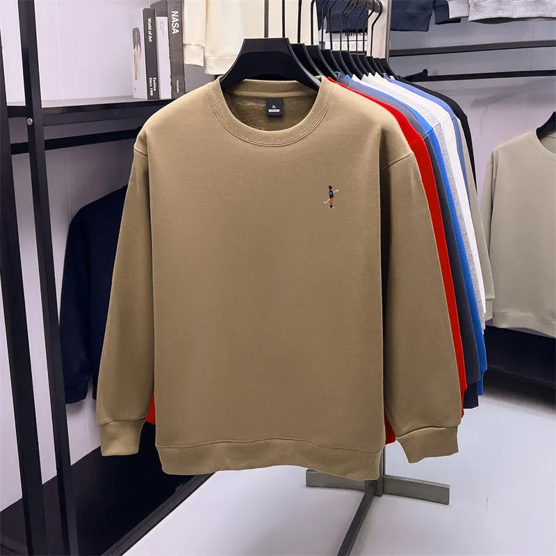Men's Designer Original Fleece-Lined Thick Crewneck Sweatshirt Warm Soft Casual Sport Pullover Autumn Winter Daily Mens Clothing