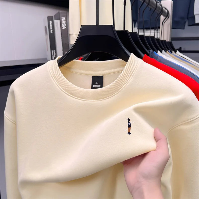 Men's Designer Original Fleece-Lined Thick Crewneck Sweatshirt Warm Soft Casual Sport Pullover Autumn Winter Daily Mens Clothing