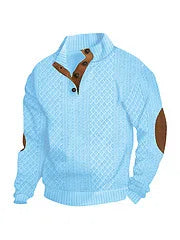Men's European Size Jacquard Stand-Collar Long-Sleeve Hoodie - Outdoor Casual Knitwear