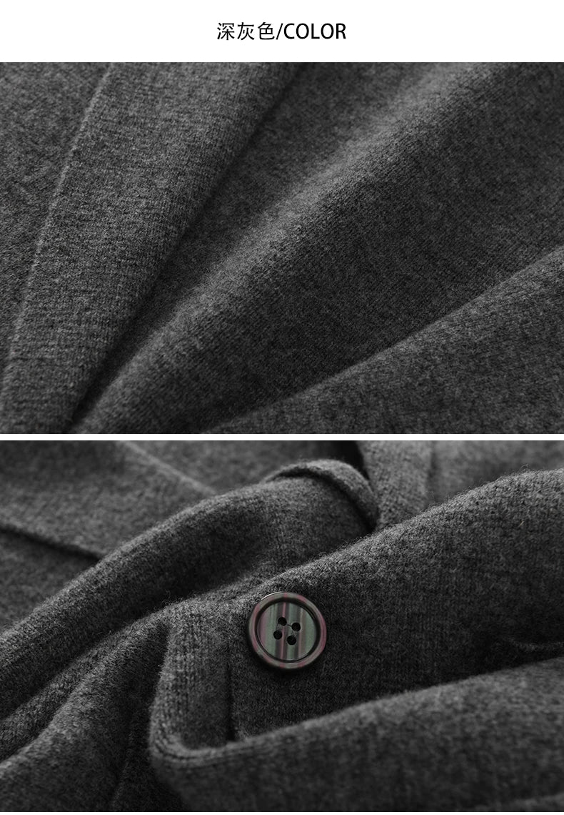 Cashmere Jacket Sweater Men's 2024 Autumn Winter 100% Merino Wool Men's Suit Collar Knit Cardigan Thickened Business Casual Coat