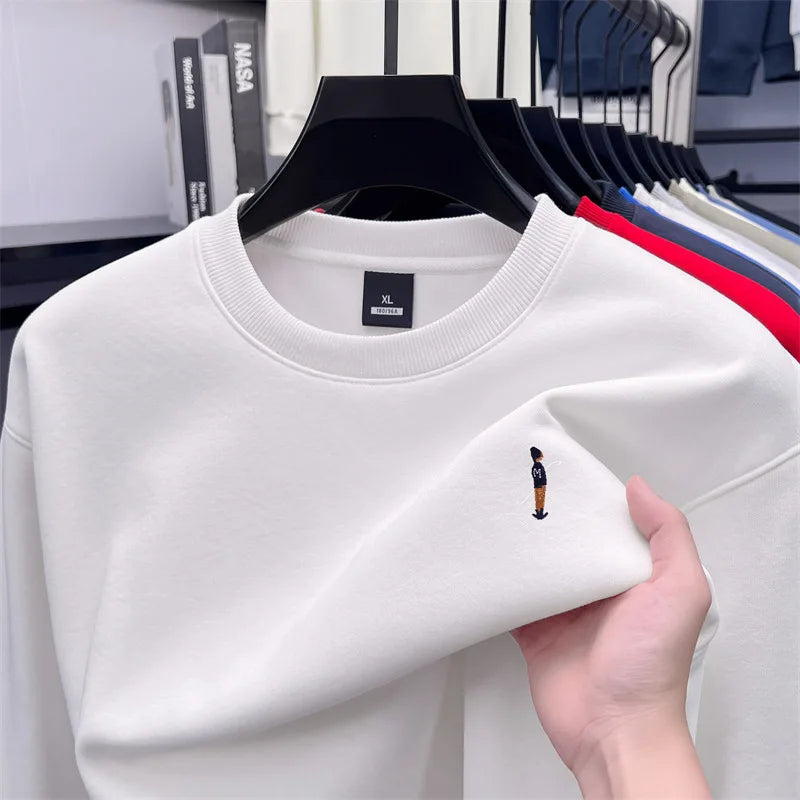 Men's Designer Original Fleece-Lined Thick Crewneck Sweatshirt Warm Soft Casual Sport Pullover Autumn Winter Daily Mens Clothing