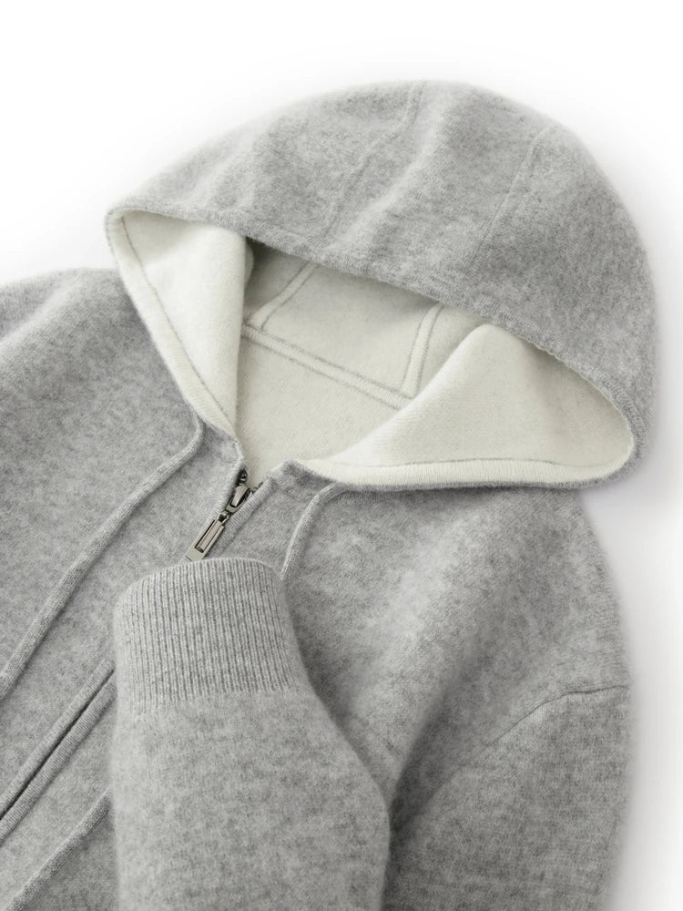 ADDONEE Men's 100% Wool Hoodie Cardigan Straights Leg Pants Set Autumn Winter Thick Cashmere Knitwear Sweater Trousers Suit